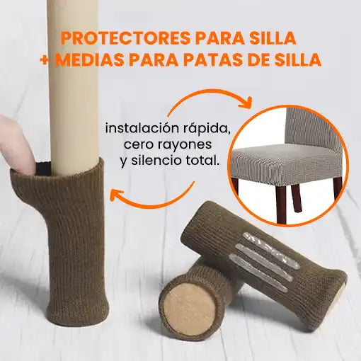 PROTECTORES PARA SILLA + MEDIAS ANTIRAYONES PARA SILLA GRATIS 🎁 ¡Tus sillas como nuevas!