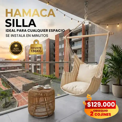 HAMACA SILLA + 2 COJINES GRATIS 🎁😱 ¡Accesorios incluidos!