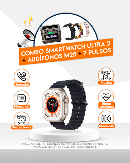 ⌚Super Combo SmartWatch Ultra 2 🤩+ 7 Pulsos + 🎧Audifonos M25🤩