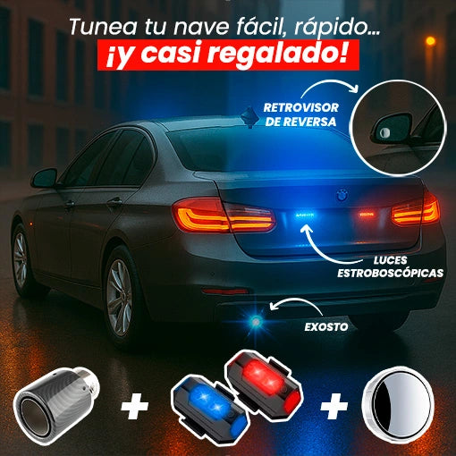 EXOSTO TURBOCOLOR + LUCES ESTROBOSCÓPICAS + RETROVISOR DE REVERSA😎🏎️