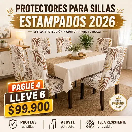 PROTECTORES PARA SILLAS ESTAMPADOS 2026 ¡Pague 4 y lleve 6! 🤩🪑