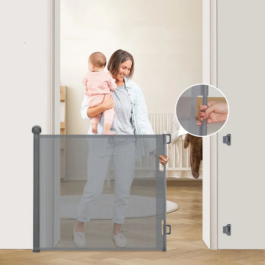 PUERTA DE SEGURIDAD RETRÁCTIL PARA NIÑOS 🤩👶🐶 ¡Garantiza la seguridad de tus pequeños y mascotas!