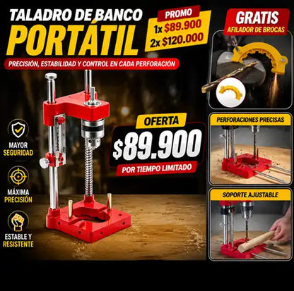 TALADRO DE BANCO PORTÁTIL + AFILADOR DE BROCAS GRATIS 😱🎁